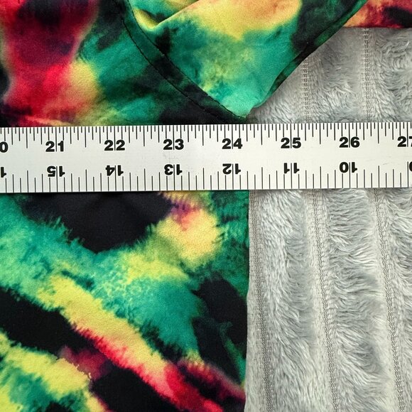 Uzzi Shirt Mens L Red Black Abstract‎ Hawaiian Tie-Dye Button Up Short Sleeves - Picture 4 of 8